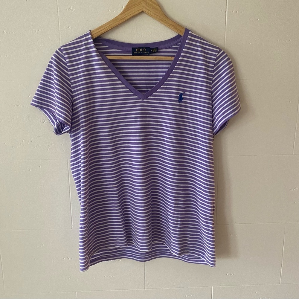 Polo Ralph Lauren | Striped Classic Cotton V-Neck T-Shirt | Size Medium
